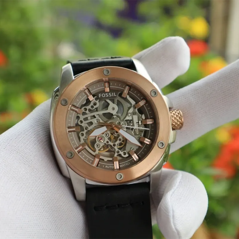 Fossil Modern Machine Automatic Black Leather Men's Watch- ME3082